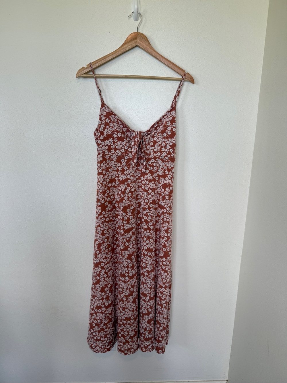 mahina Rust Floral V-Neck Dress